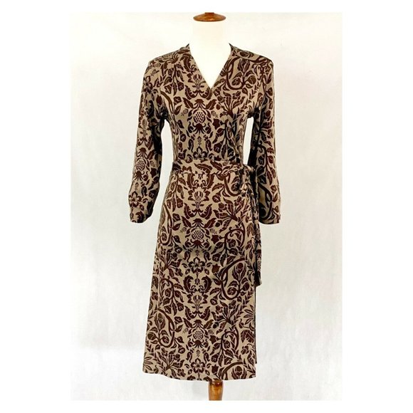 Tommy Bahama Dresses & Skirts - Tommy Bahama Brown Floral Silk Wrap Dress